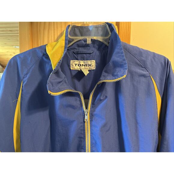 Tonix Blue Warm Up Track Jacket Men’s Size L Vintage Yellow Full Zip Long Sleeve - Picture 3 of 15
